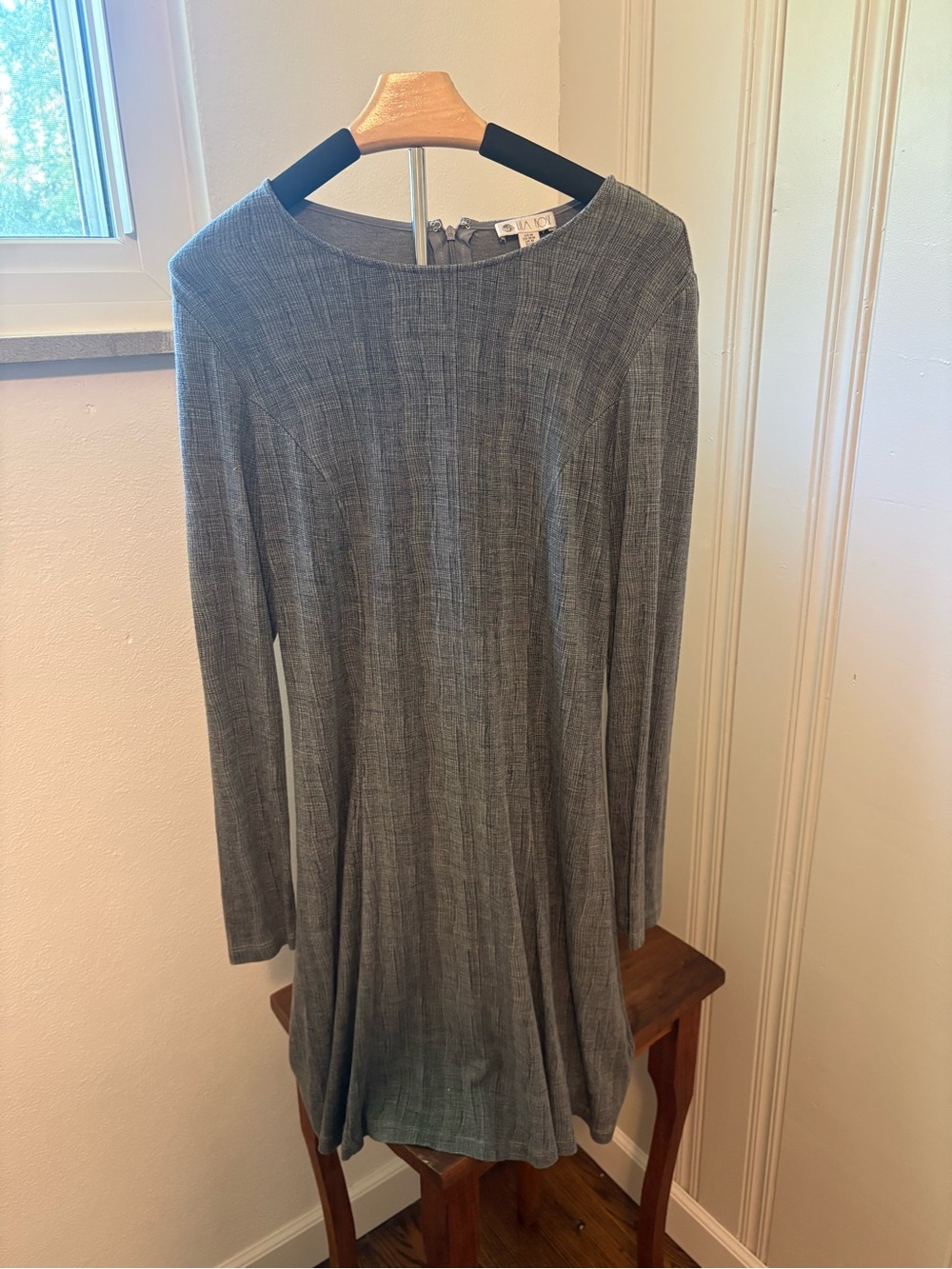 Lila Rose Heather Gray Ribbed Long-Sleeve A-Line Dress